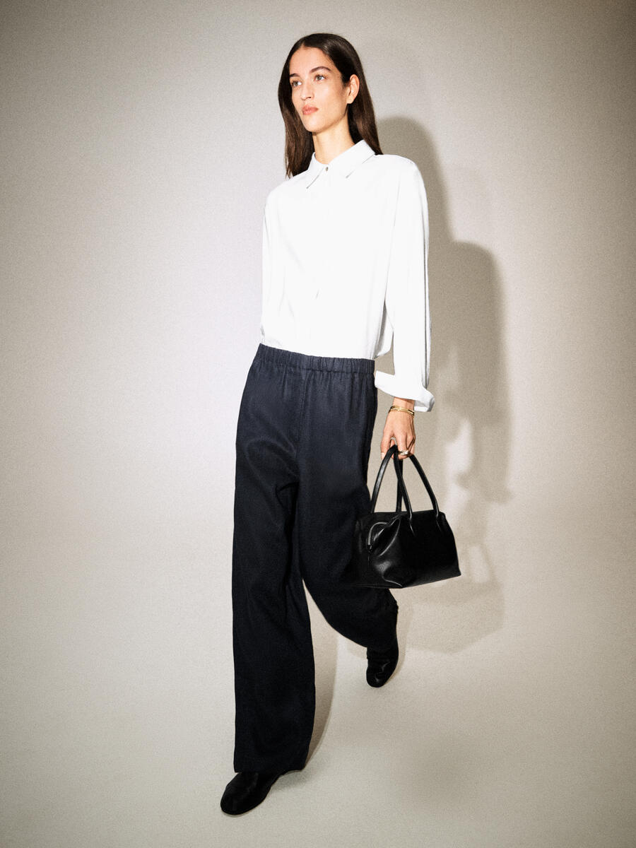 COS リネンバレルレッグパンツ