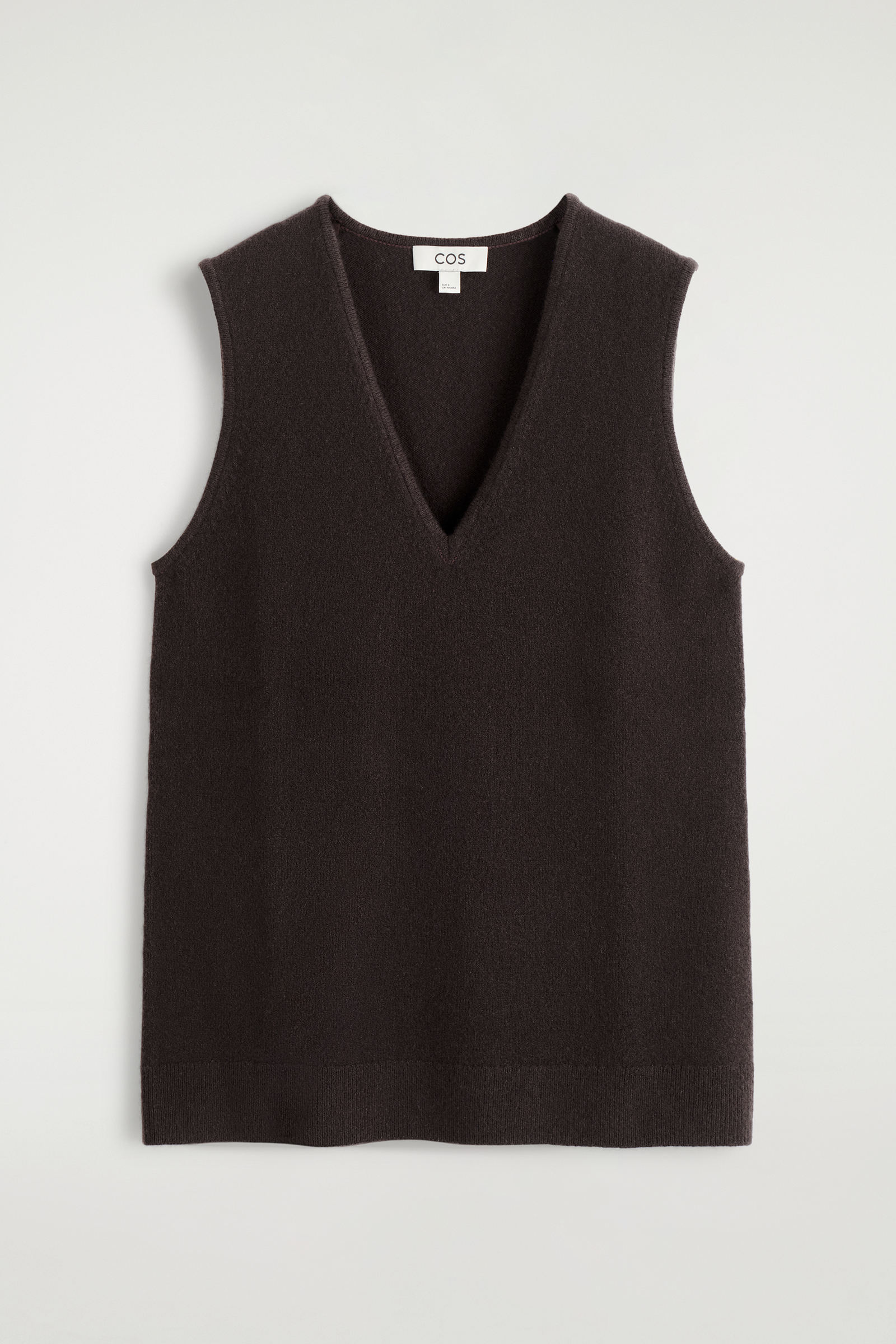 WOOL V-NECK TUNIC VEST ウールVネックチュニックベスト ブラウン｜COS