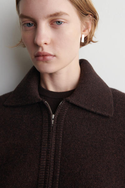 COS クロップドニットメリノウールジャケット