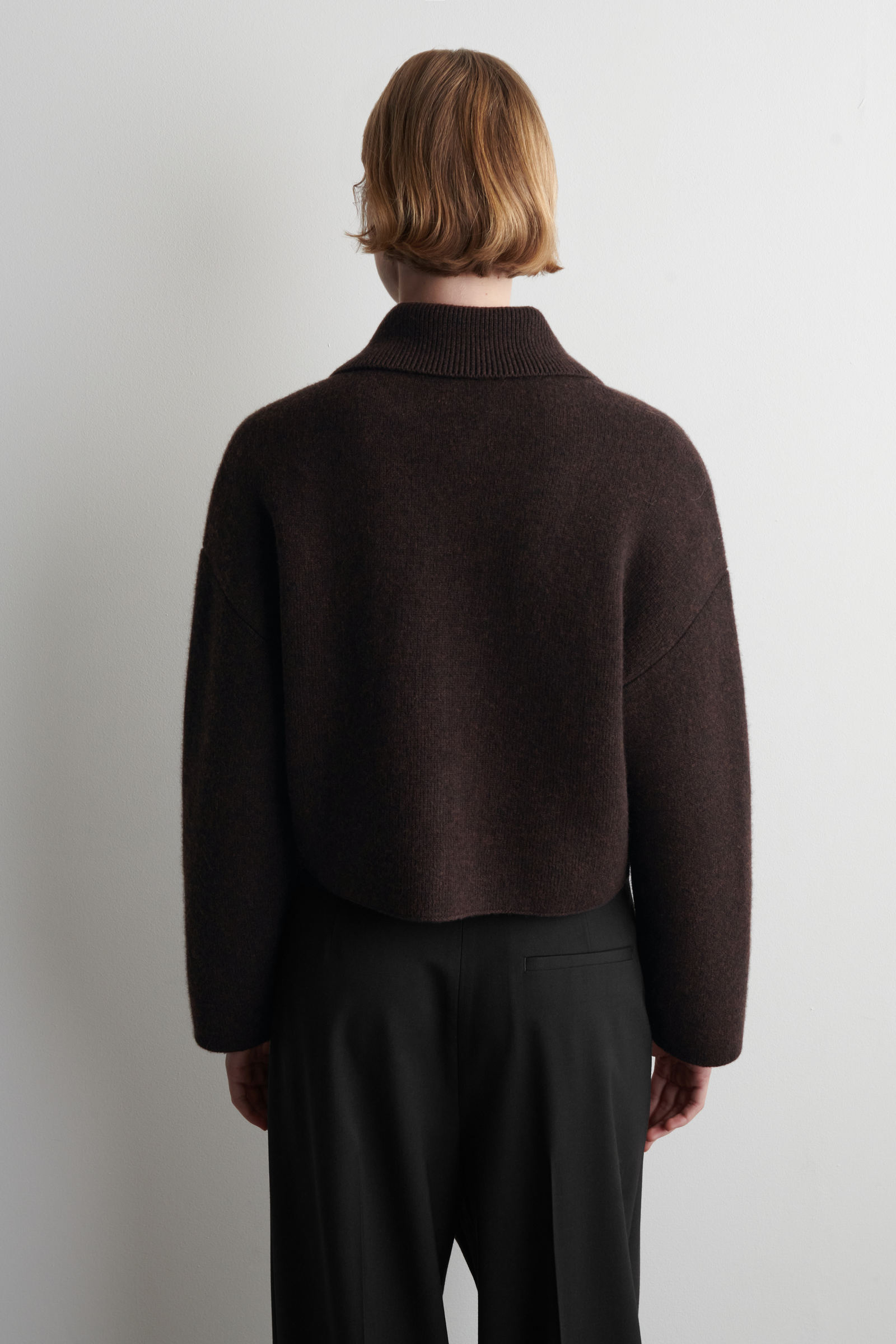 CROPPED KNITTED MERINO WOOL JACKET クロップドニットメリノウール