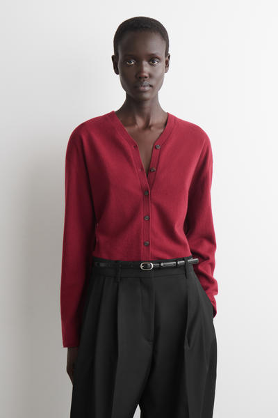 COS メリノウールVネックカーディガン