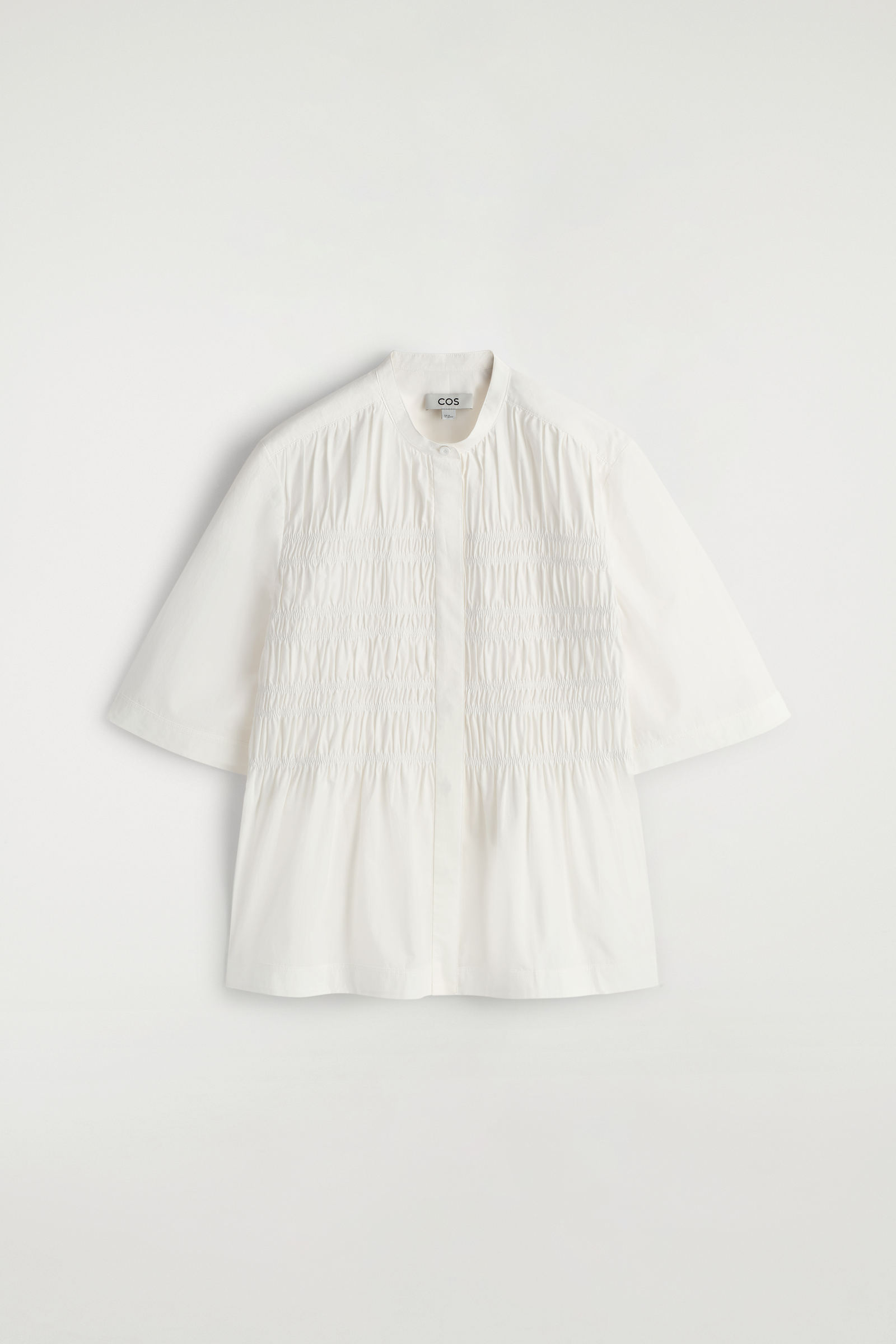 RUCHED COTTON BLOUSE フリル付きコットンブラウス ホワイト｜COS コス 