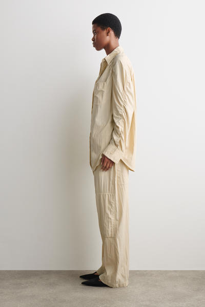 COS しわ加工 シルクシャツ