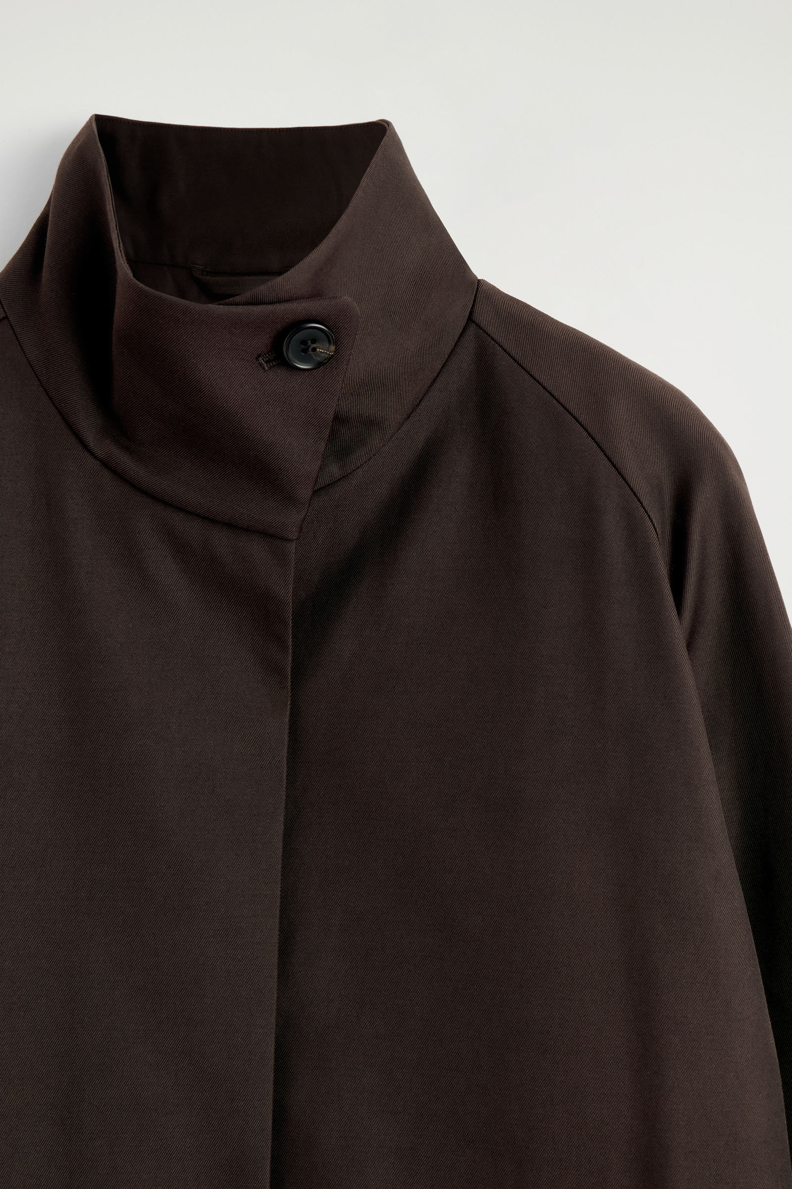COS 完売オーバーサイズファネルネックコート ダークブラウン　36 OVERSIZED FUNNEL-NECK COAT オーバーサイズ ファネルネックコート