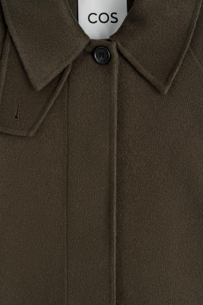 COS ファネルネックダブルフェイスウールショートコート
