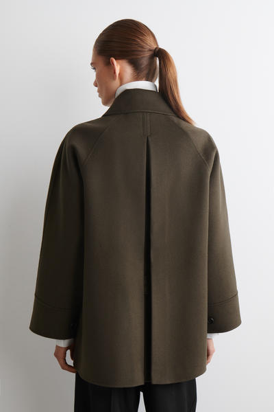 COS ファネルネックダブルフェイスウールショートコート