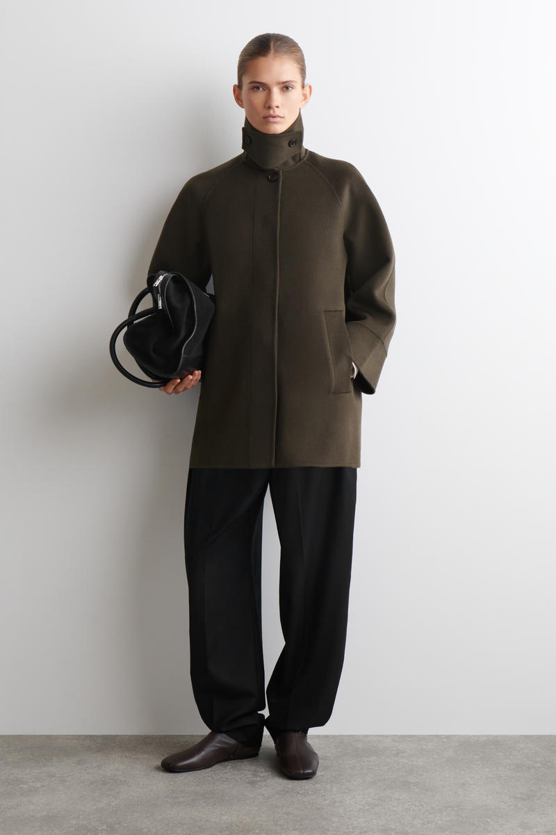 FUNNEL-NECK DOUBLE-FACED WOOL SHORT COAT ファネルネックダブル