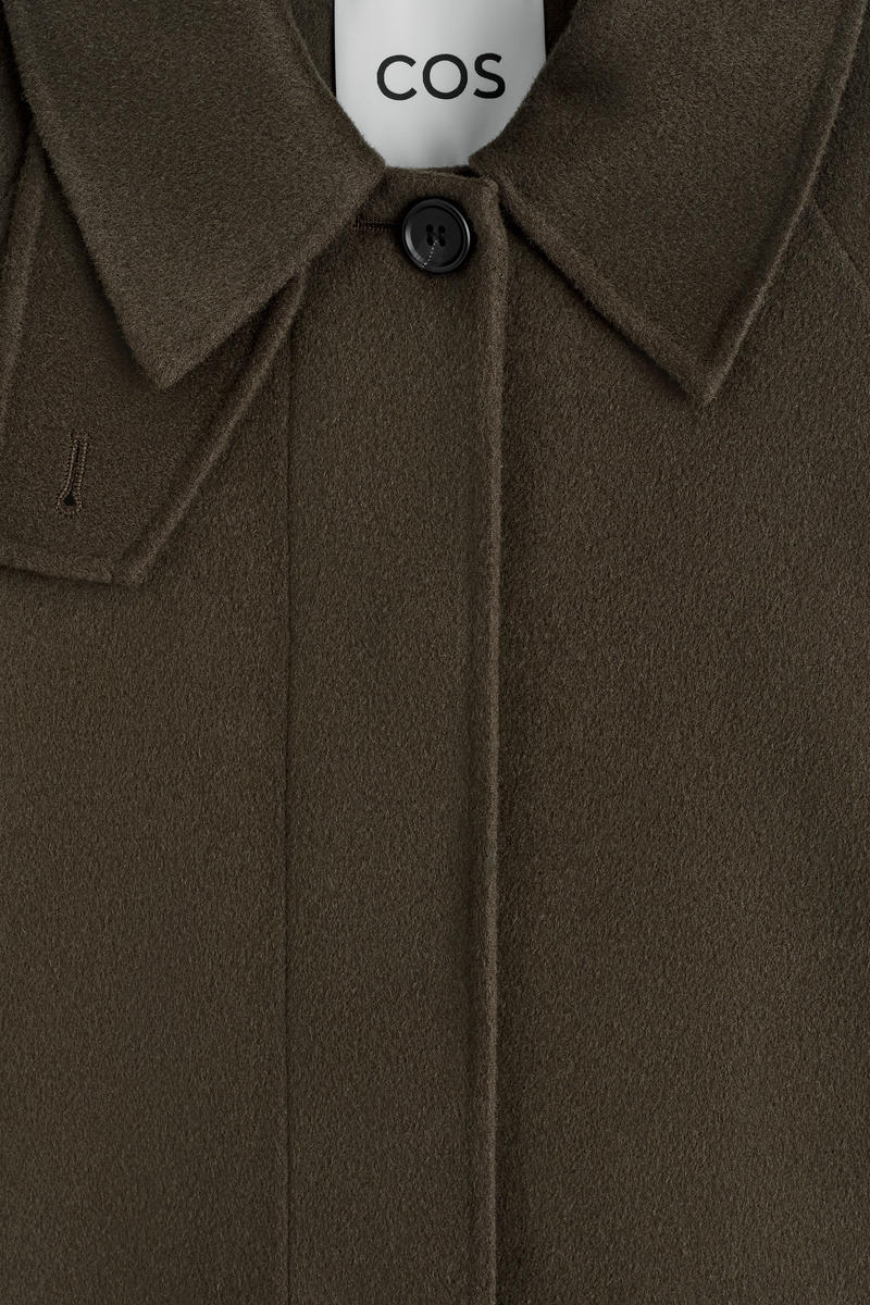 COS ファネルネックダブルフェイスウールショートコート