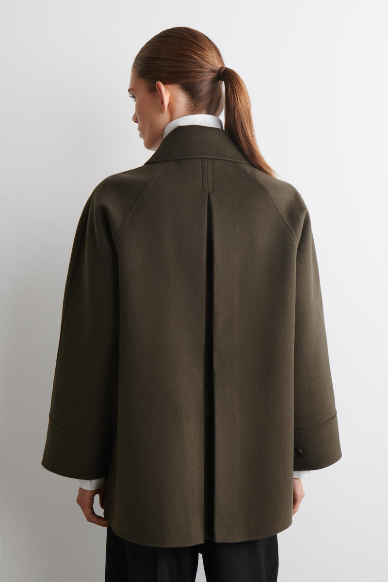 COS ファネルネックダブルフェイスウールショートコート