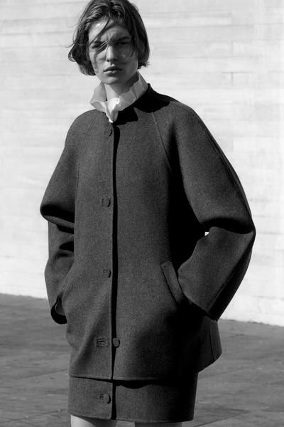 COS ボタン付き ダブルフェイスウール ミニスカート