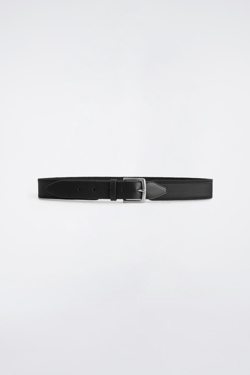 COS レザートリム付きウェビングベルト