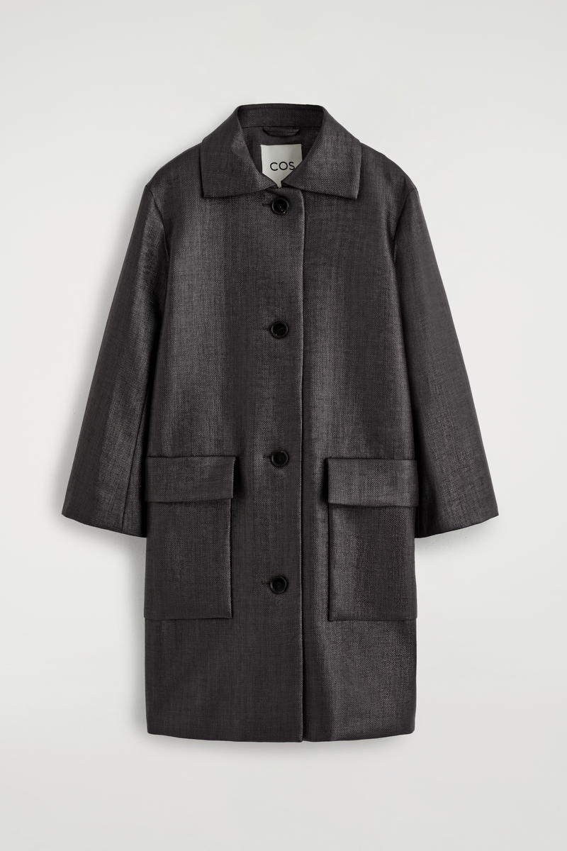 COS テクスチャード シングルブレストコート