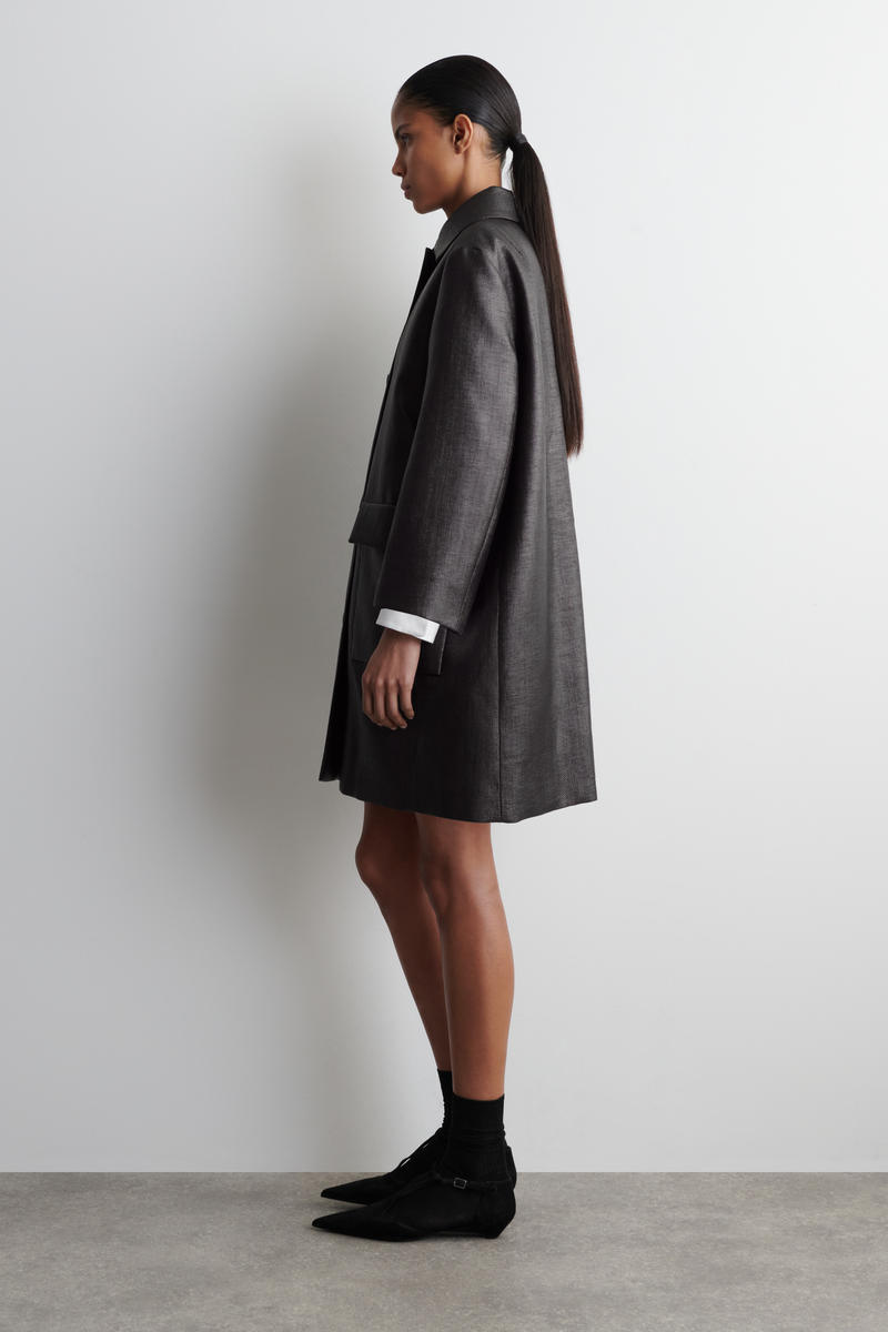 COS テクスチャード シングルブレストコート