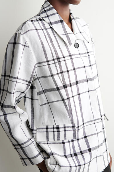 COS チェック リネンジャケット