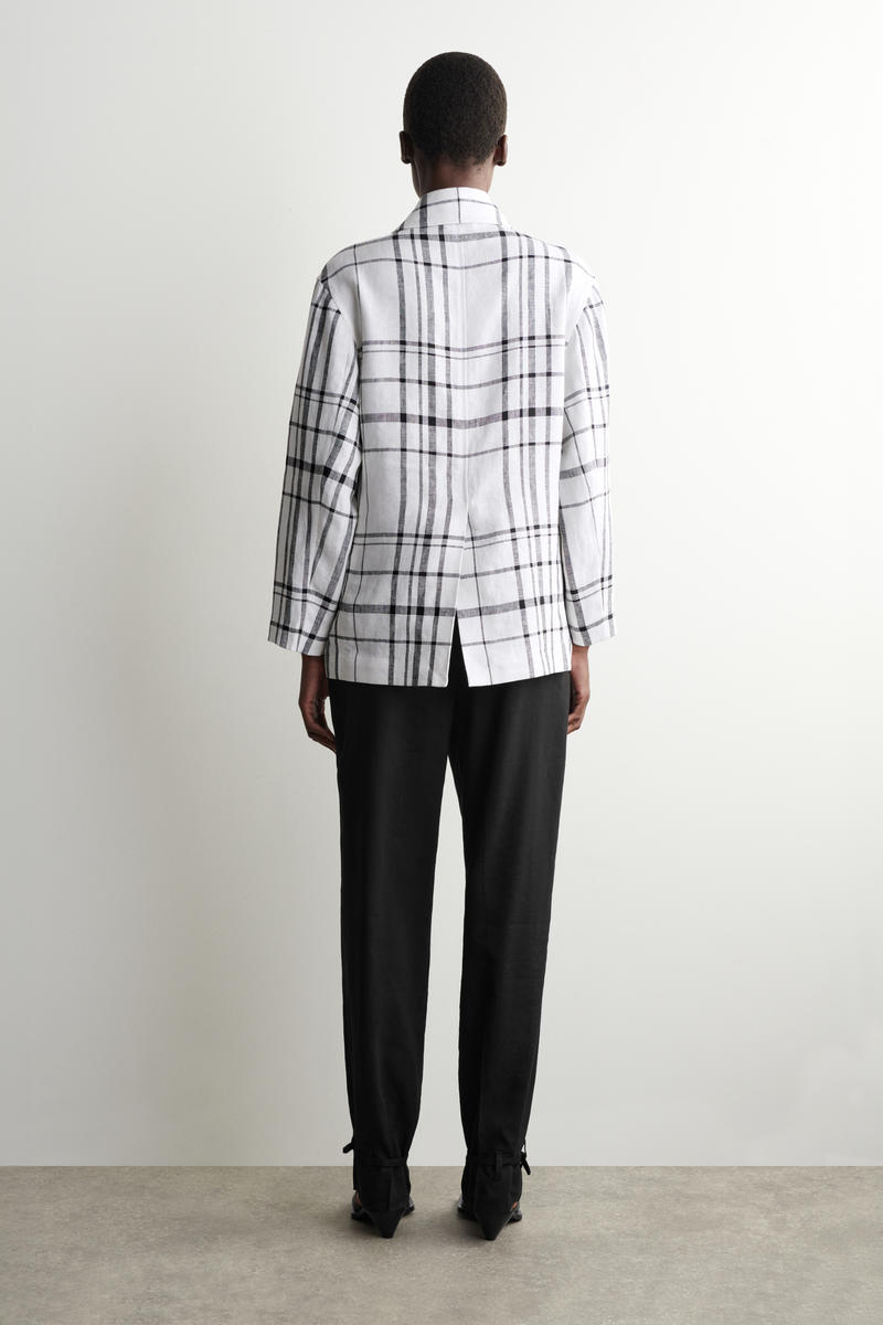 COS チェック リネンジャケット