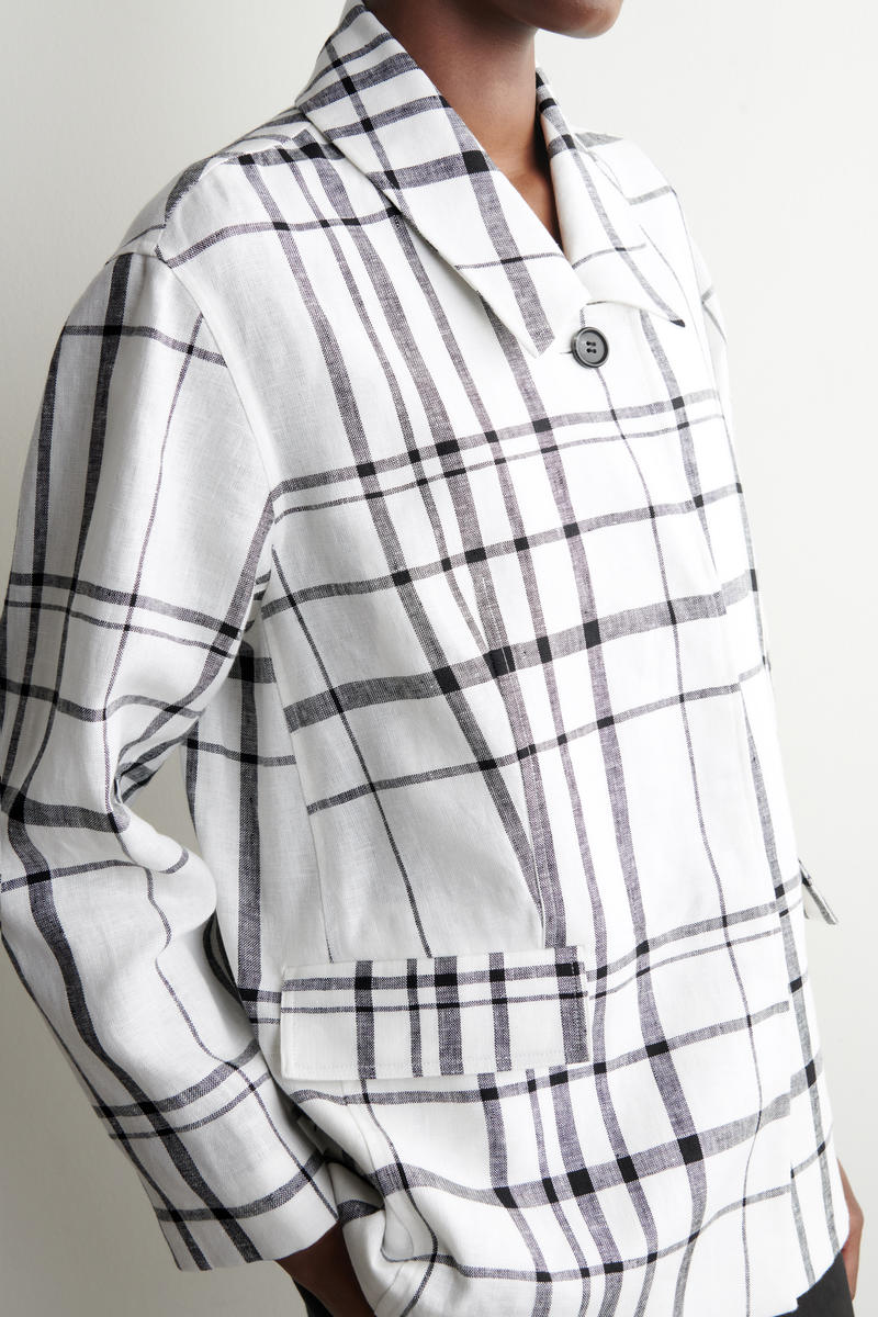 COS チェック リネンジャケット