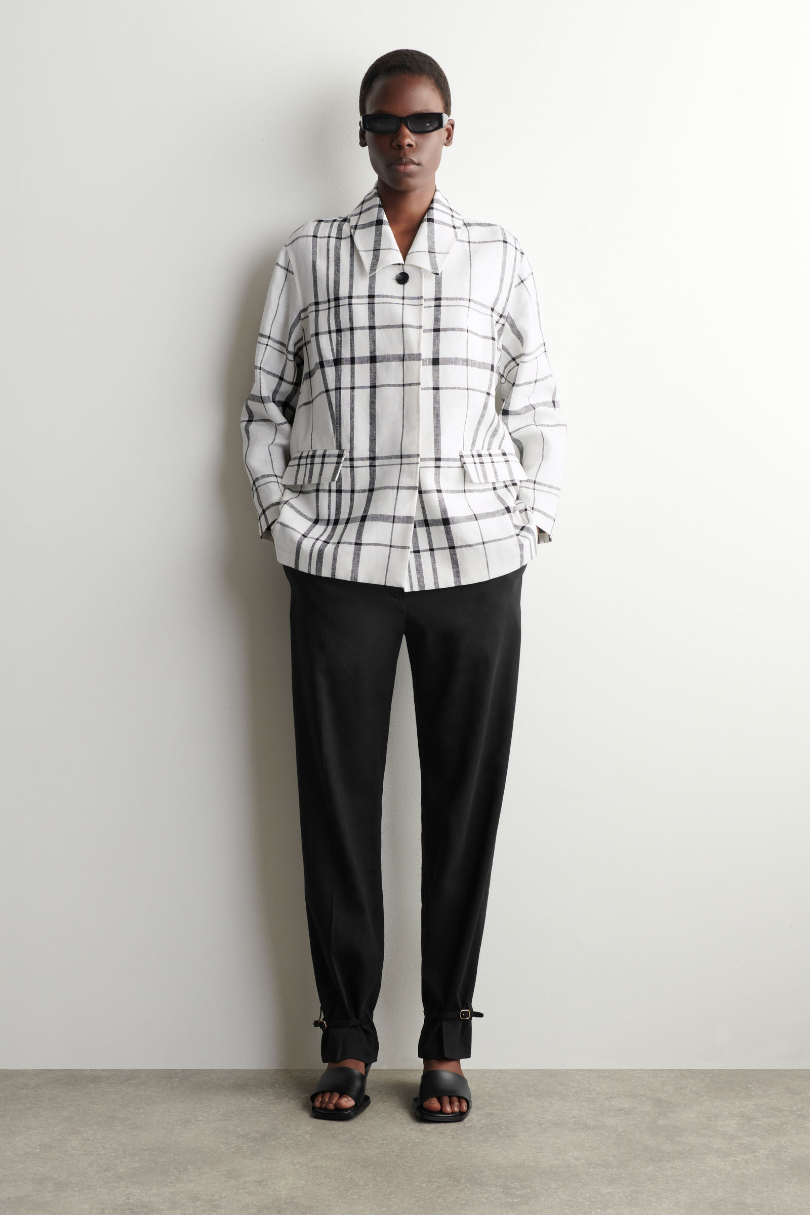 CHECKED LINEN JACKET チェック リネンジャケット ブラウン / ブラック