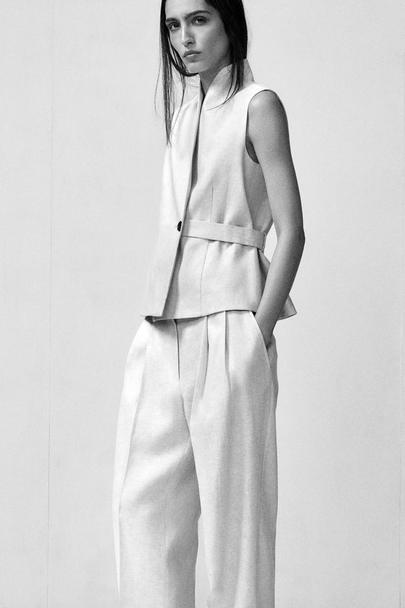 COS ショールカラー ベルト付きリネンウエストコート