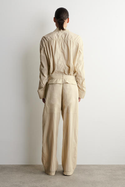 COS シワ加工シルク ストレートレッグパンツ