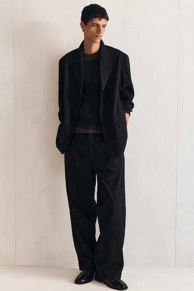 COS シアサッカー　ストレートレッグパンツ