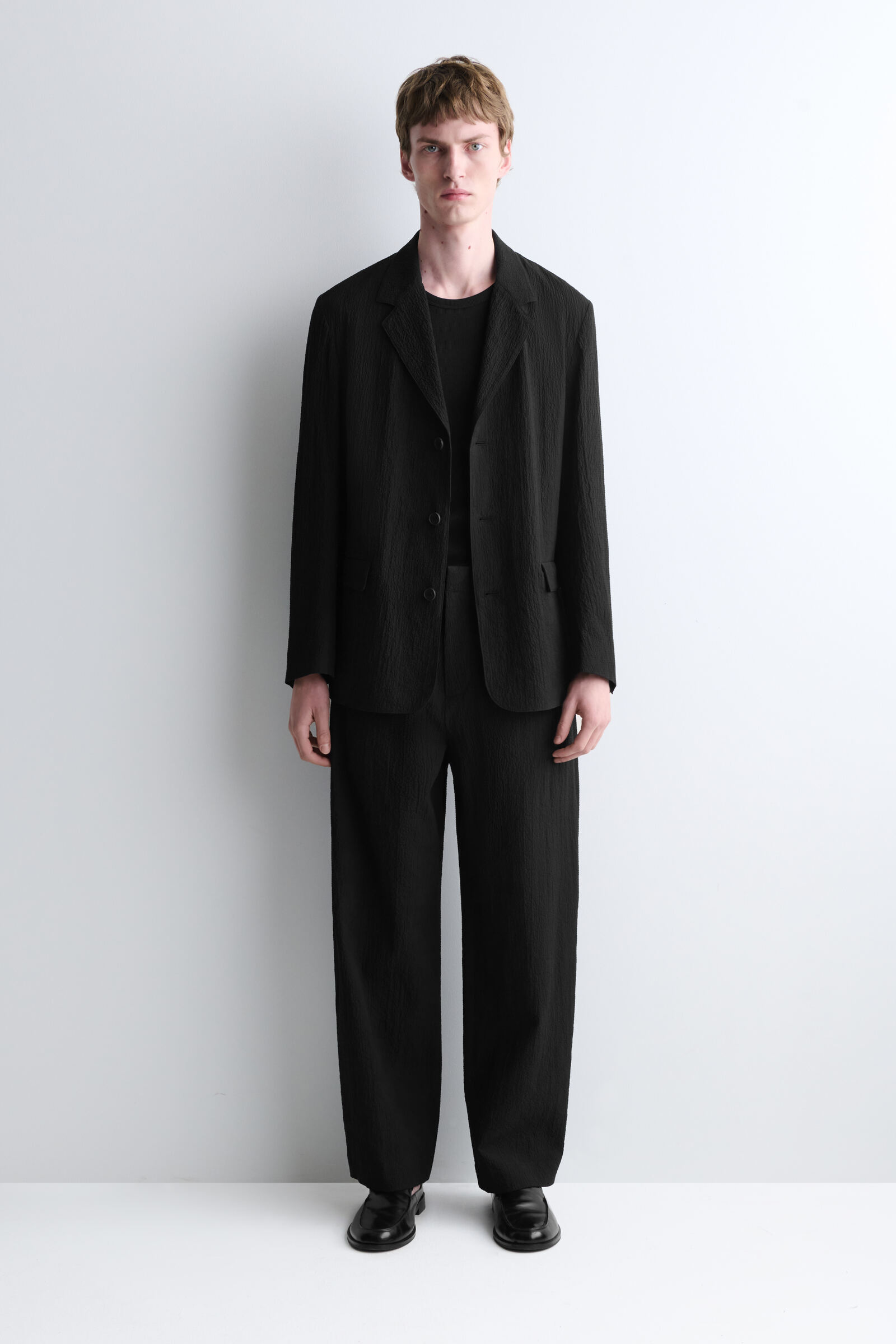 希少 +J 2011 final ウールフランネルジャケット＆ストレートパンツ SEERSUCKER RELAXED-FIT STRAIGHT-LEG TROUSERS シアサッカー