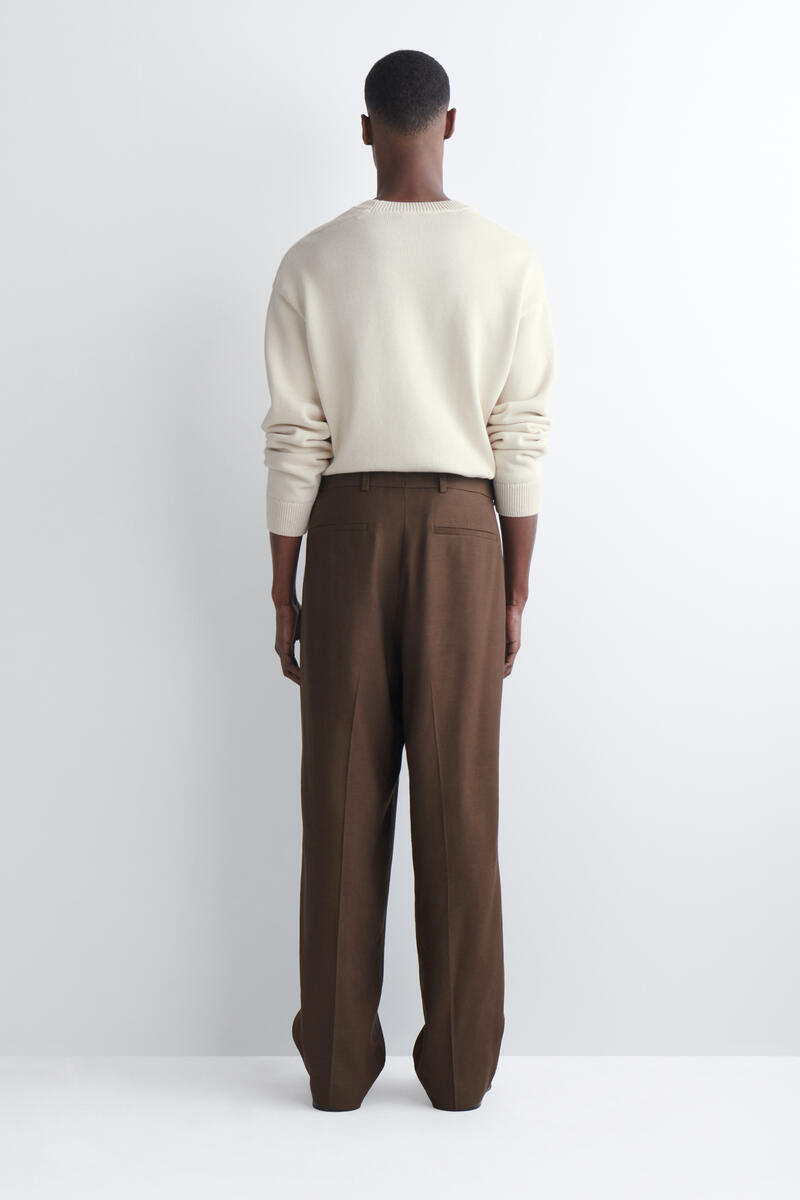 COS ベルト付き ワイドレッグパンツ  - リネンブレンド素材