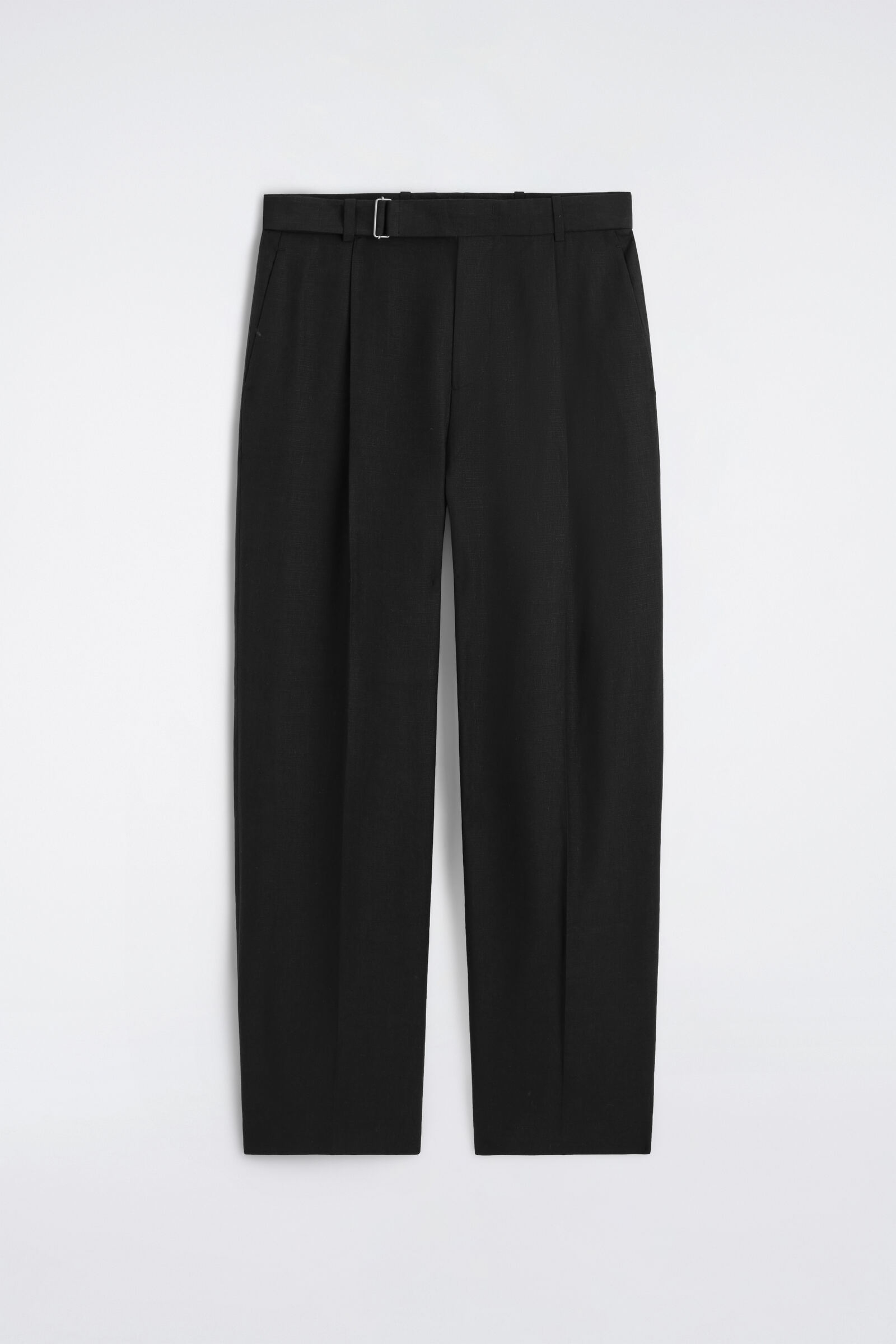 BELTED LINEN-BLEND RELAXED-FIT WIDE-LEG TROUSERS ベルト付き ワイド 
