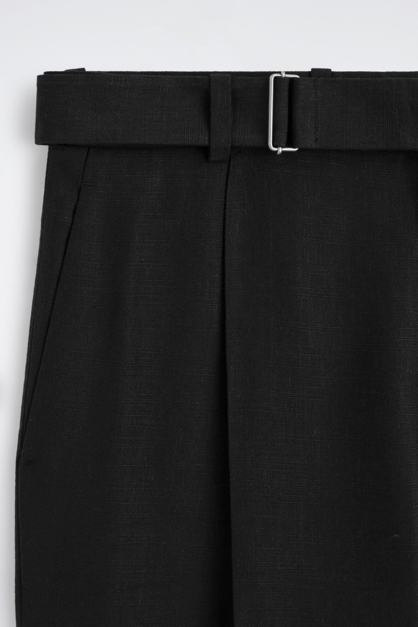 BELTED LINEN-BLEND RELAXED-FIT WIDE-LEG TROUSERS ベルト付き ワイド 