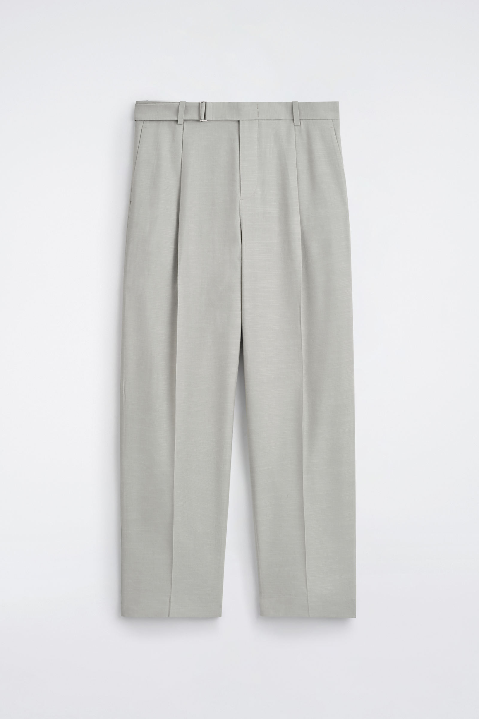 BELTED LINEN-BLEND RELAXED-FIT WIDE-LEG TROUSERS ベルト付き ワイド 
