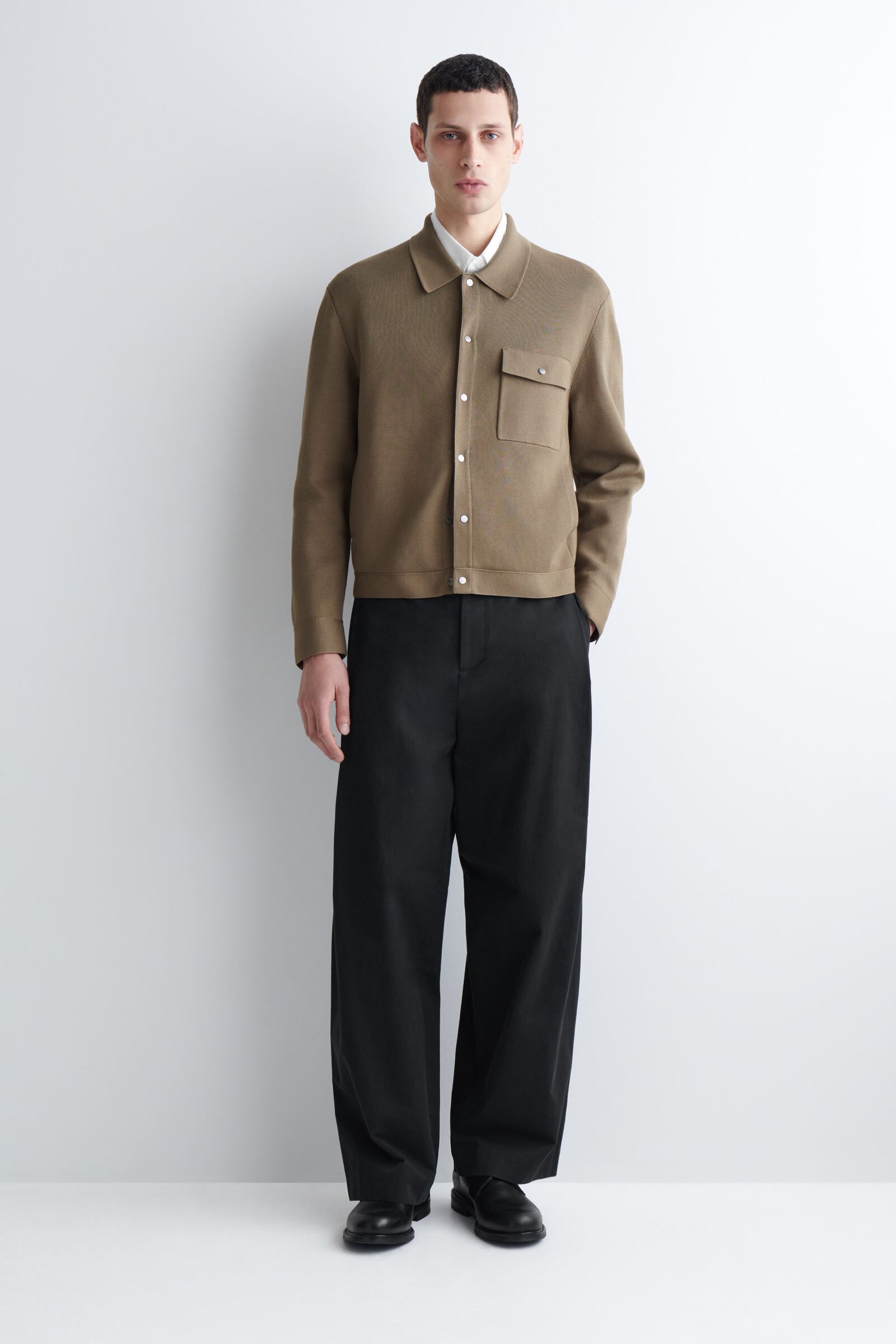 KNITTED COTTON JACKET ニット コットンジャケット ブラウン｜COS コス