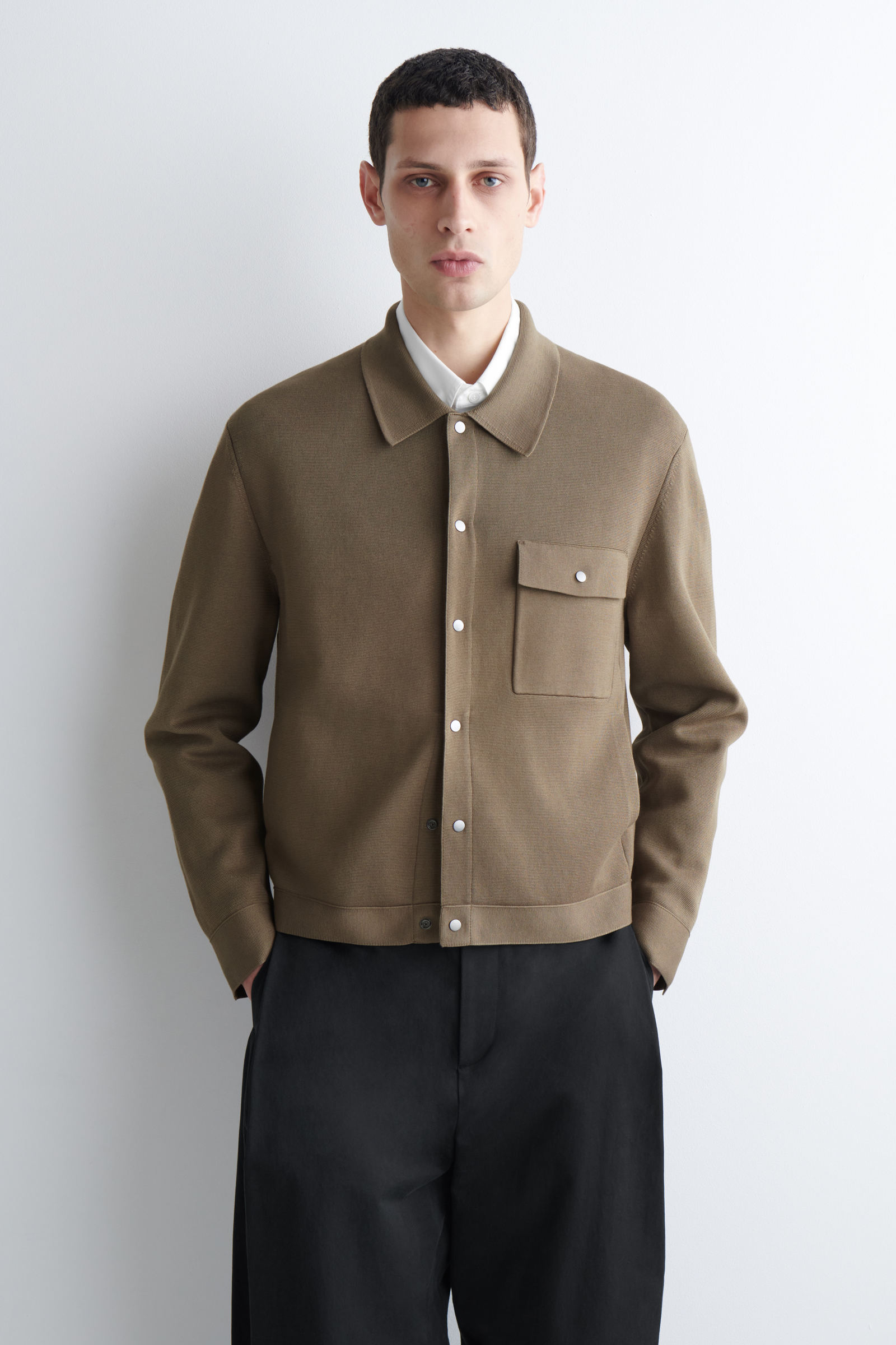 KNITTED COTTON JACKET ニット コットンジャケット ブラウン｜COS コス