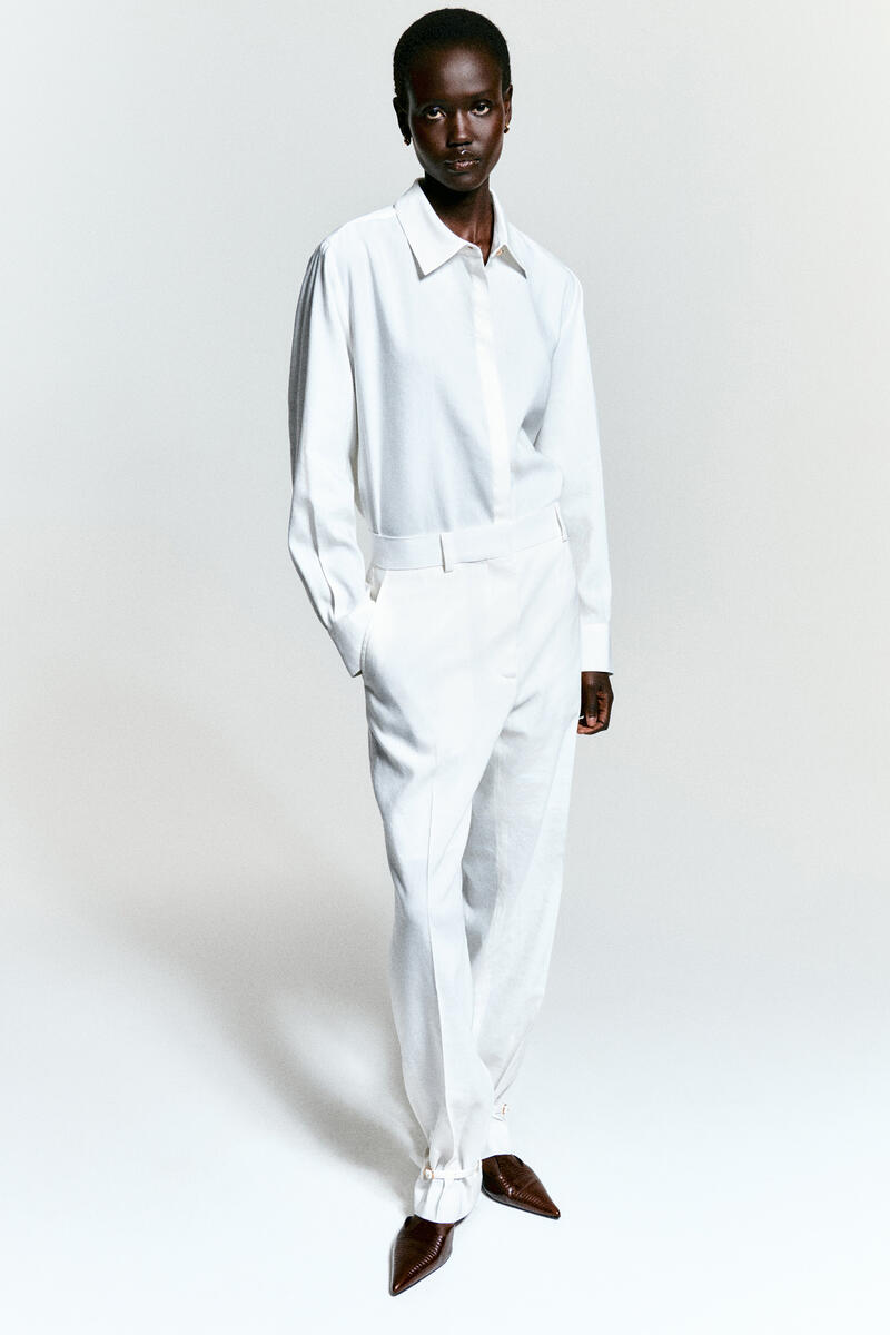 COS リネンストレートレッグパンツ