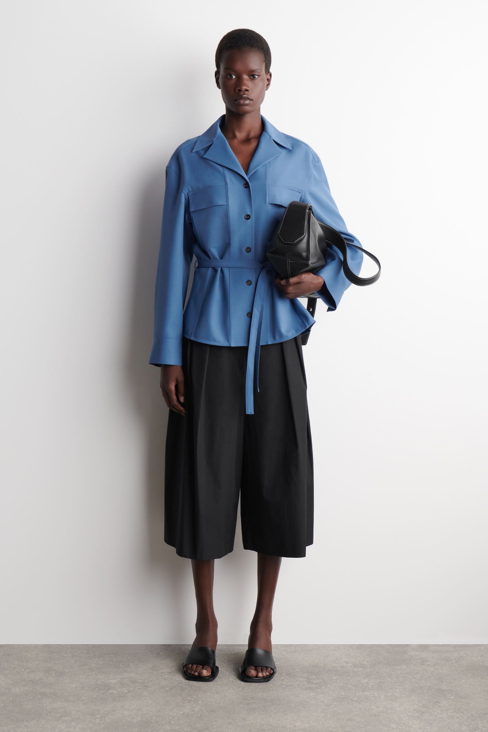PLEATED COTTON CULOTTES プリーツ入り コットンキュロット ブラック 