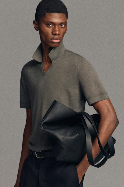 COS メリノウール オープンカラー  スリムポロシャツ