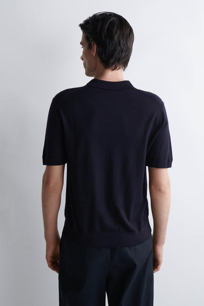 COS メリノウール オープンカラー  スリムポロシャツ