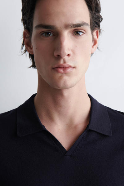 COS メリノウール オープンカラー  スリムポロシャツ