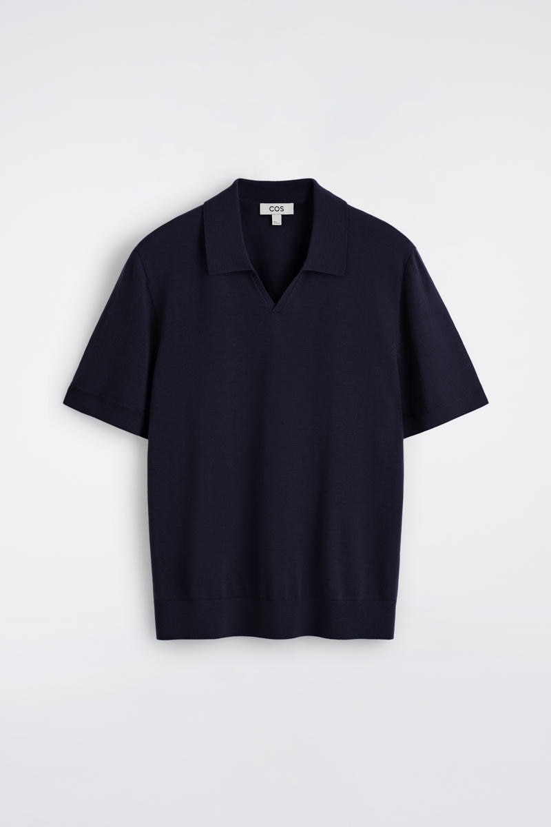 SLIM OPEN-COLLAR MERINO WOOL POLO SHIRT メリノウール オープン