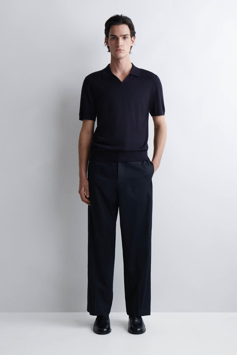 SLIM OPEN-COLLAR MERINO WOOL POLO SHIRT メリノウール オープン