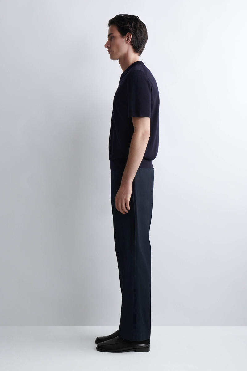 COS メリノウール オープンカラー  スリムポロシャツ