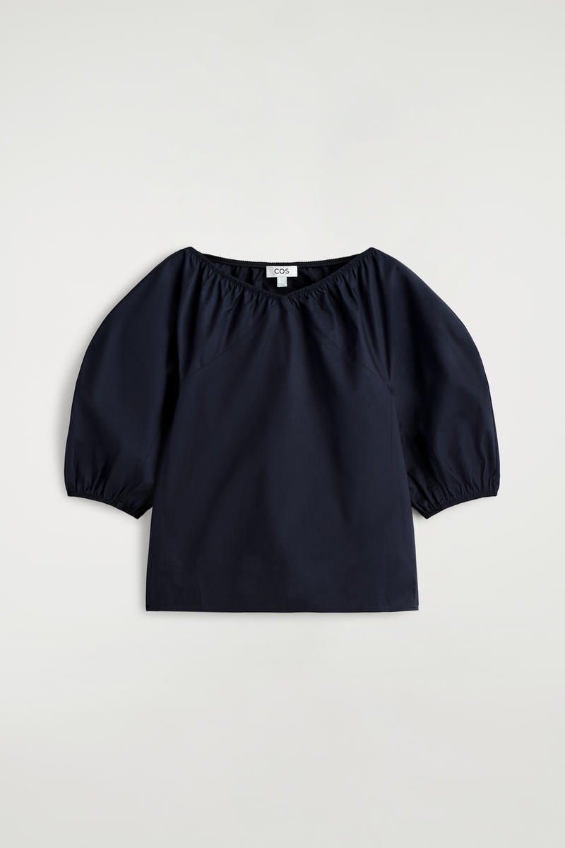 COS ギャザード パフスリーブブラウス