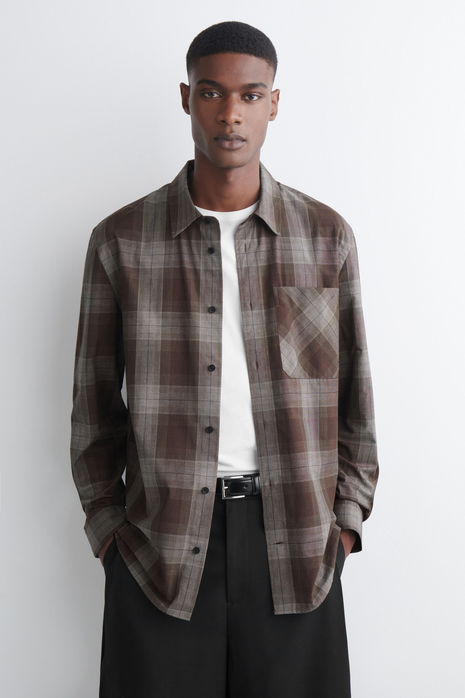 CHECKED BRUSHED-COTTON SHIRT チェック柄ブラッシュドコットンシャツ