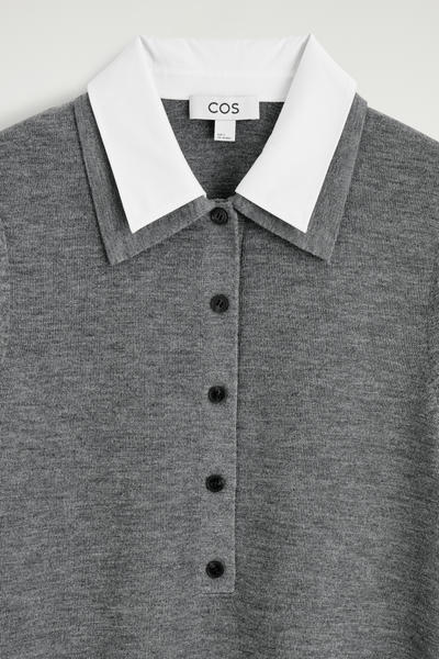 COS レイヤードカラー メリノウール ミニドレス