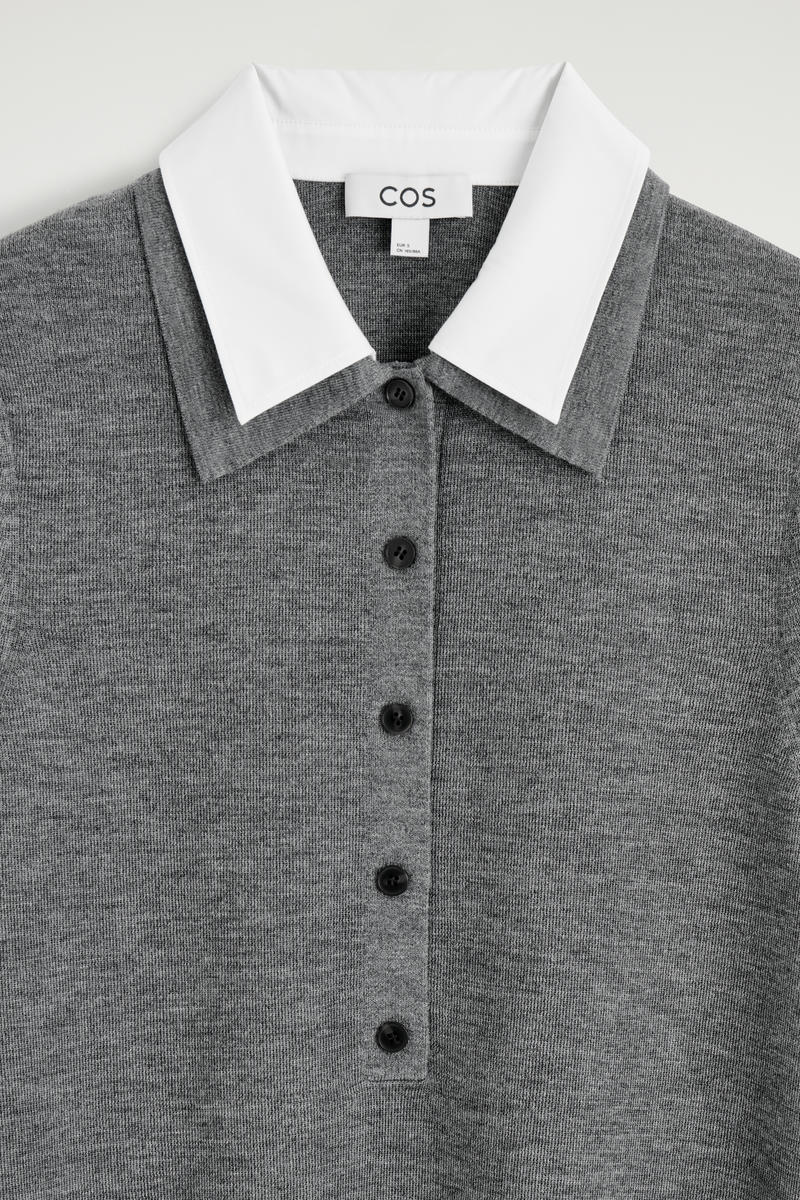 COS レイヤードカラー メリノウール ミニドレス