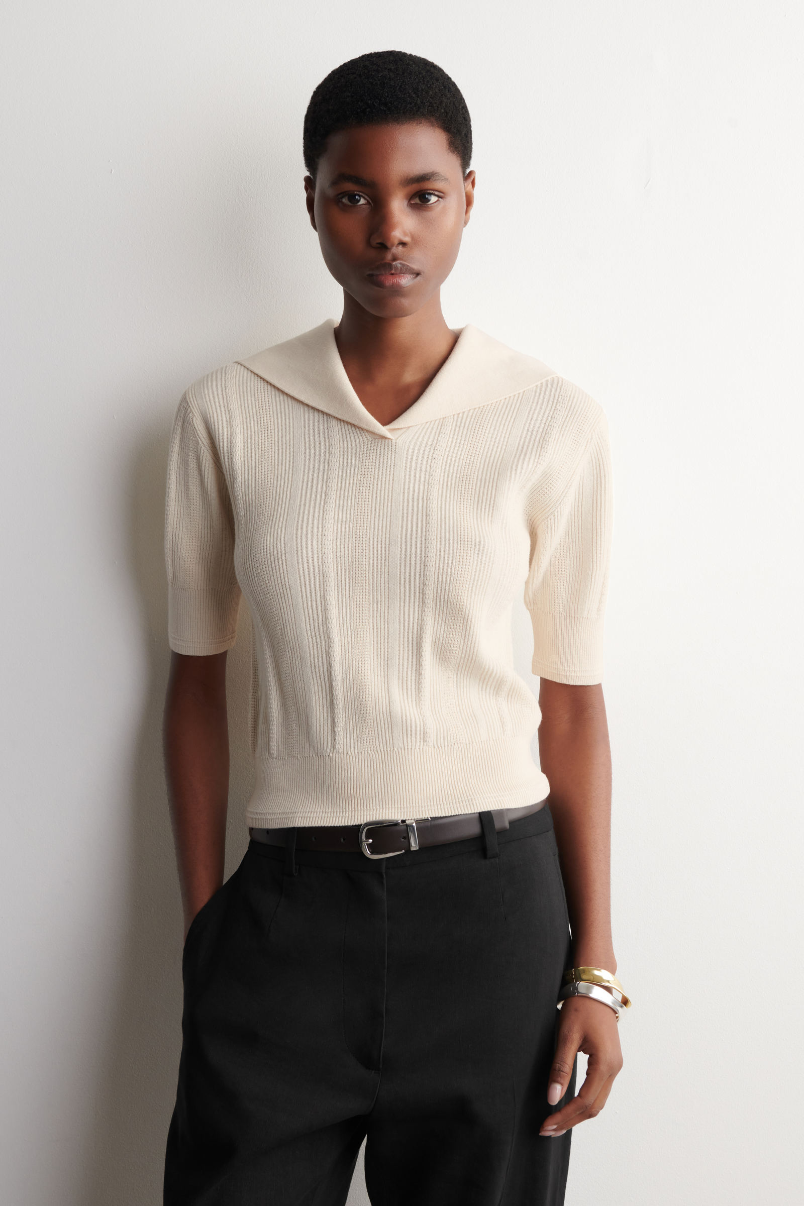 SAILOR-COLLAR WOOL POLO TOP セーラーカラー ウールポロトップ