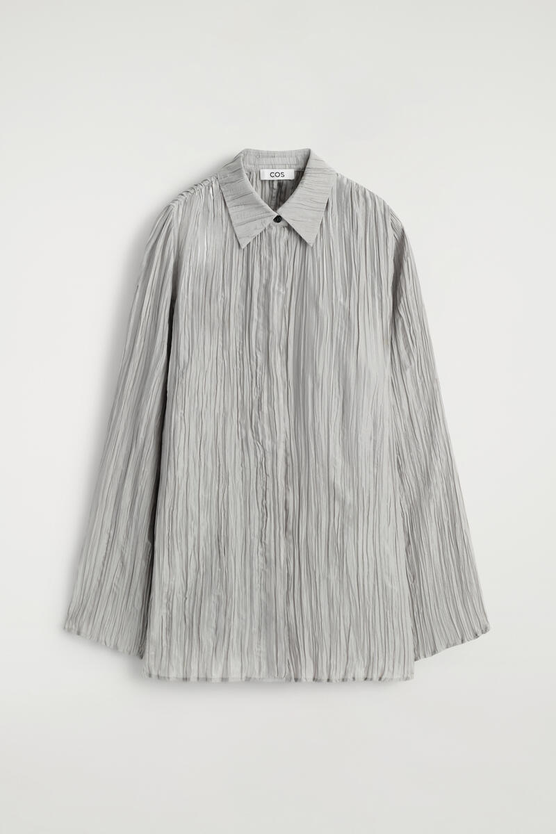COS ラウンドシルエット テクスチャードシルクシャツ