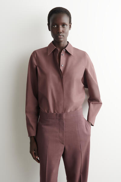 COS ラウンドコットン シルクシャツ