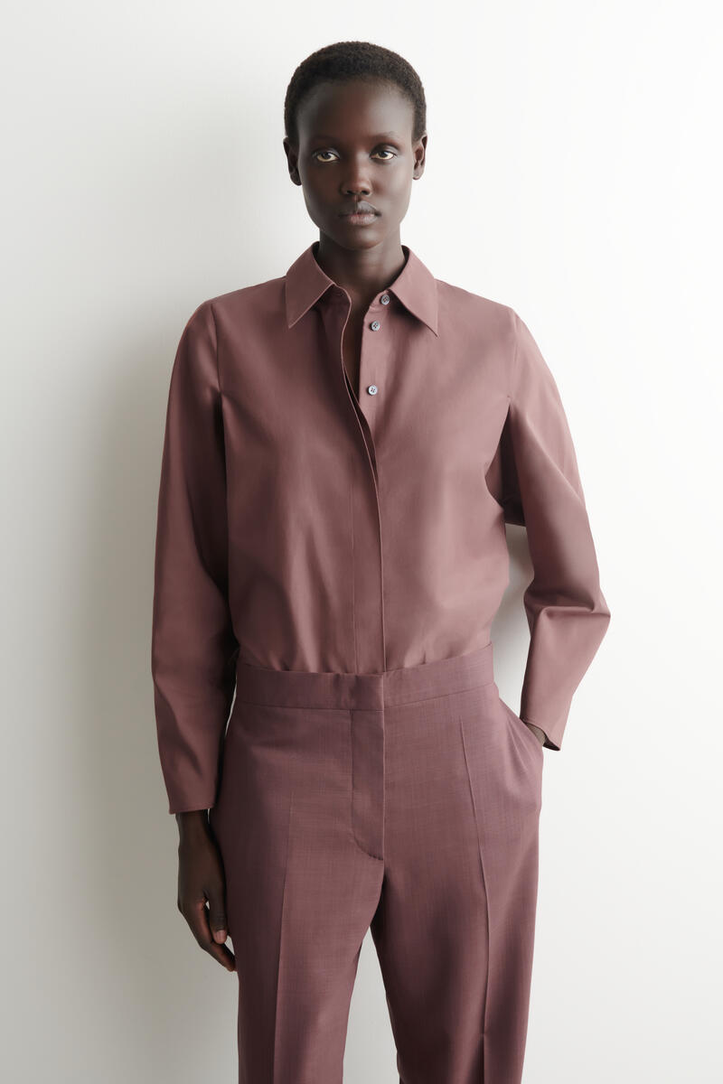 COS ラウンドコットン シルクシャツ