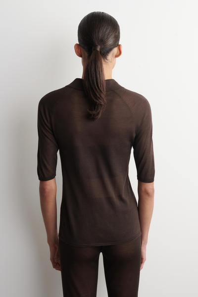 COS シアーニット シルクポロシャツ