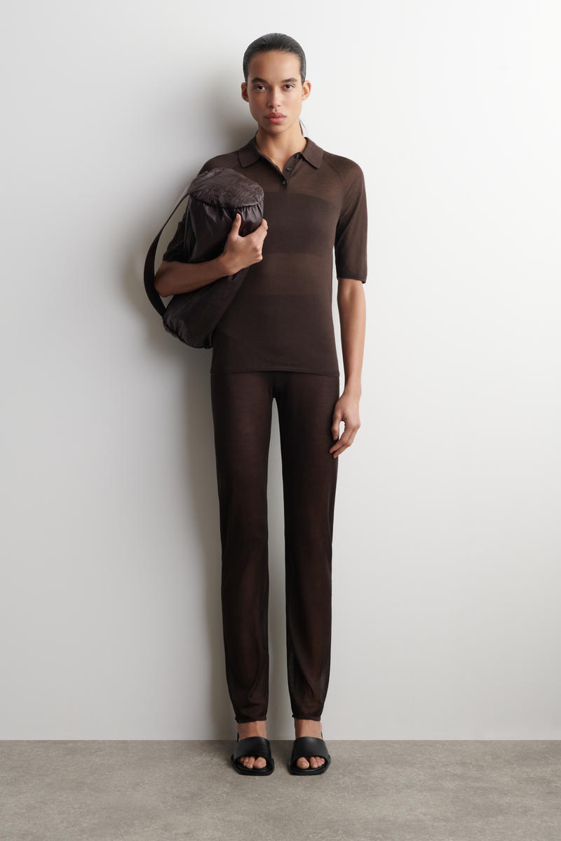 COS シアーニット シルクポロシャツ