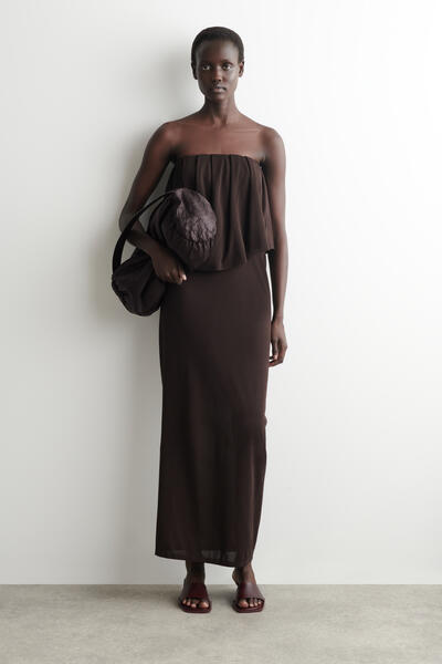 COS シアーニット レイヤードバンドゥマキシドレス